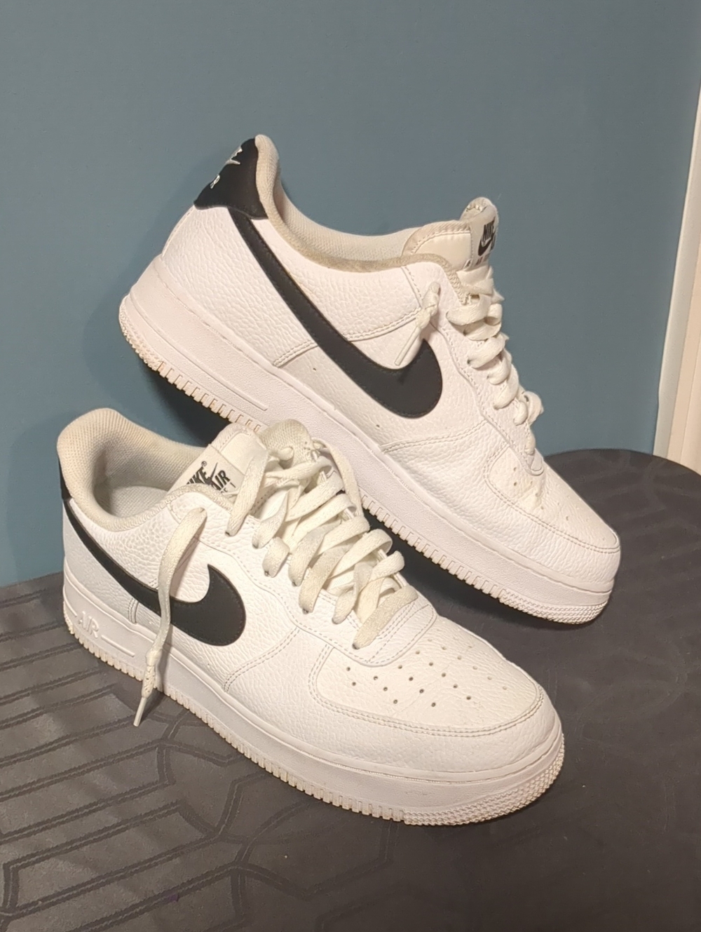 Nike Air Force 1 White Low-Top Sneakers with Black Swoosh